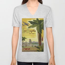 Vintage poster - Los Angeles V Neck T Shirt