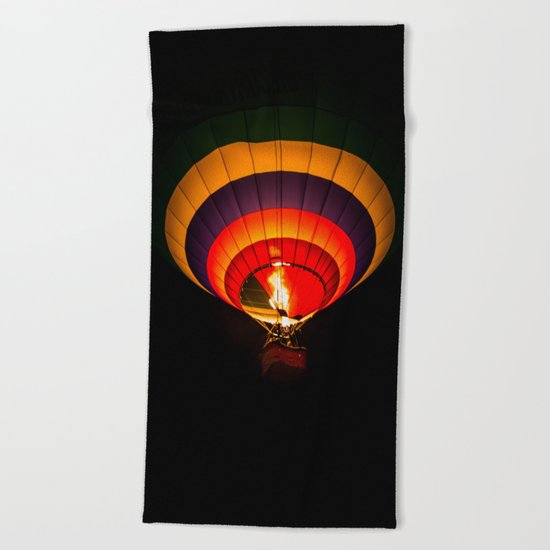 Night hot air balloon adventure Beach Towel