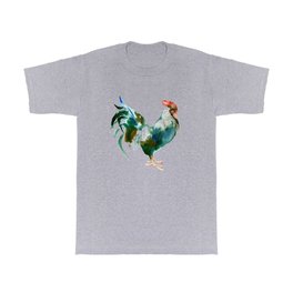 Rooster, Turquoise Blue Brown Kitchen art T Shirt