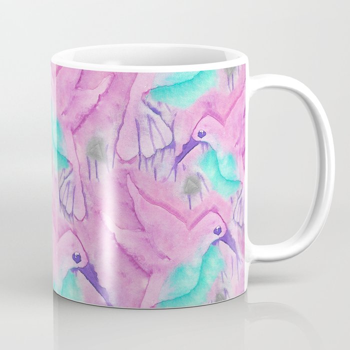 Beautiful pink teal purple watercolor hummingbird Coffee Mug