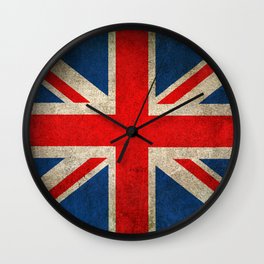 Old and Worn Distressed Vintage Union Jack Flag Wall Clock