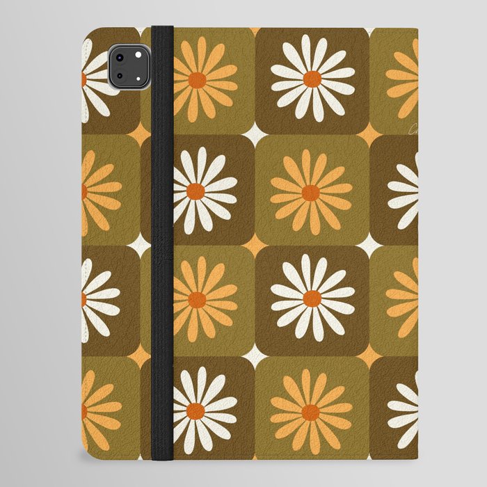 Checkered Daisies – Retro & Olive iPad Folio Case