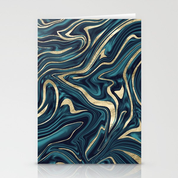 Teal Navy Blue Gold Marble 1 Decor Art Society6 Stationery