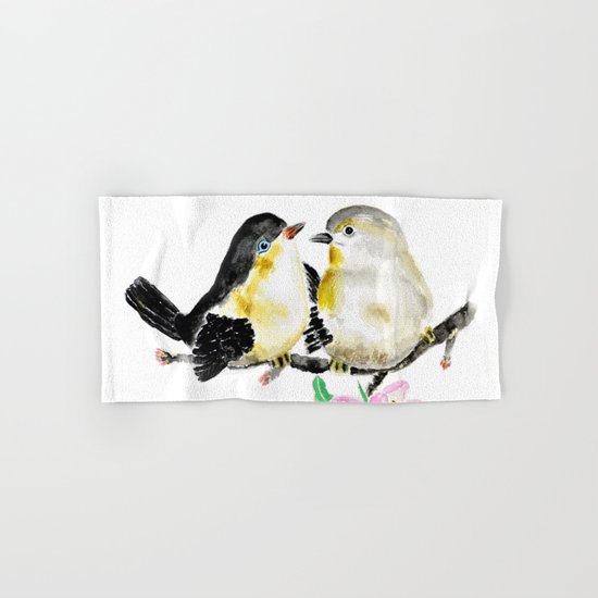 birds and apple flower blossom Hand & Bath Towel