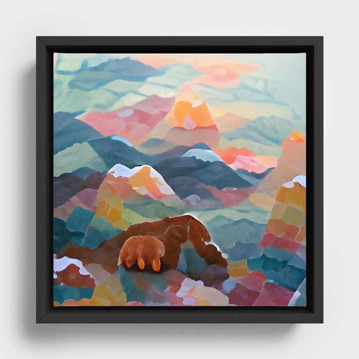 Soft Pastel Abstract Mountains Framed Canvas