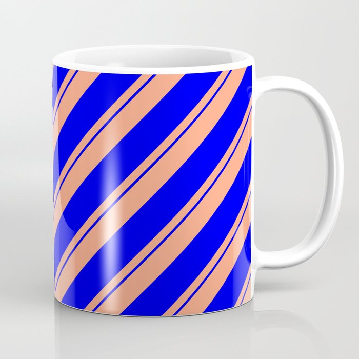 Light Salmon and Blue Colored Stripes Pattern Coffee Mug