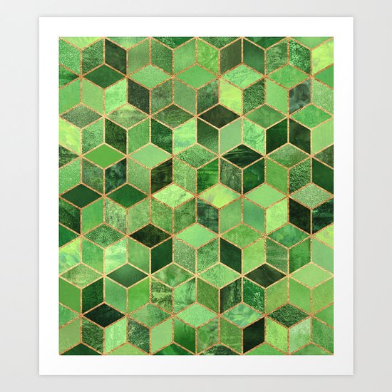 Green Cubes Art Print