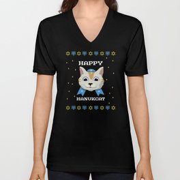 Hanukcat Cat Menorah Happy Hanukkah 2021 V Neck T Shirt