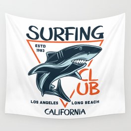 Surfing Club LA Long Beach Wall Tapestry | Sun, Summer, Sandiego, Shore, Paradise, Beach, Pool, Island, Bikini, Graphicdesign 