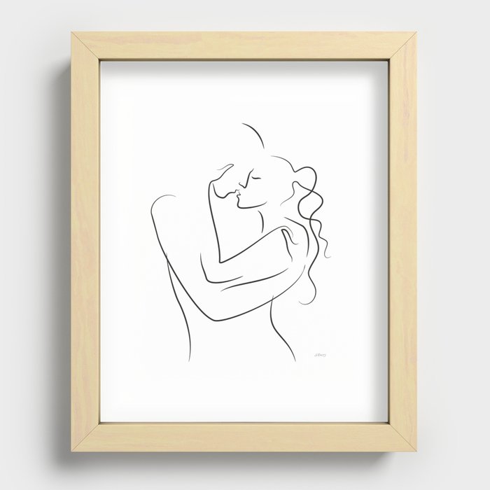 Intimate Art Couple Kiss Line Art Romantic Wall Art Romance 