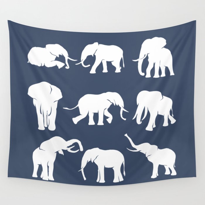 Blue Navy modern butterfly Wall Tapestry