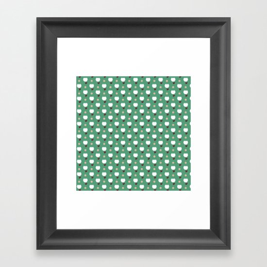 Micro Tulip nude/white/emerald Framed Art Print