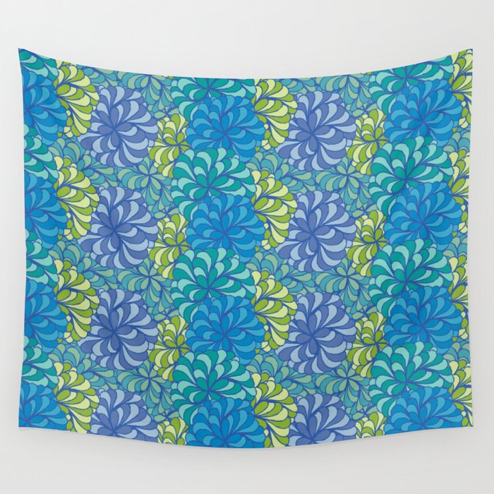 green and blue dahlia sun lovers courtyard garden flowers Wall Tapestry