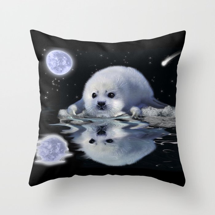 Destiny - Harp Seal Pup & Ice Floe Throw Pillow