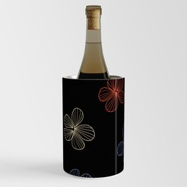 Black striped batik flower pattern Wine Chiller