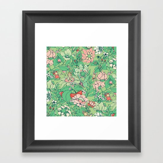 Garden party - sage tea version Framed Art Print