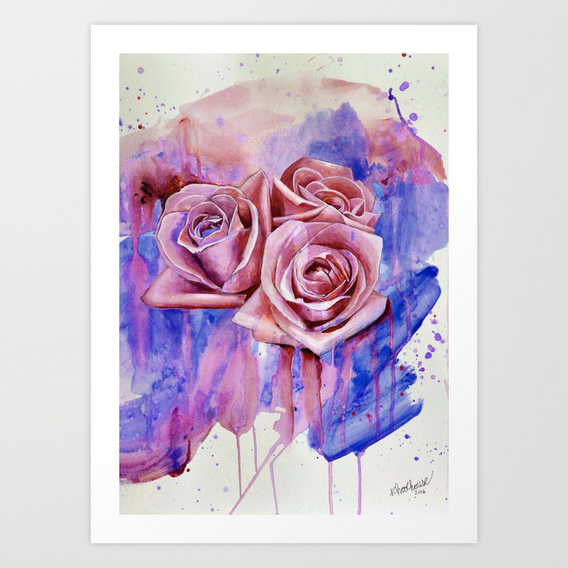 A Rose By Any Other Name Red Blue Art Print By Schoolhouseart