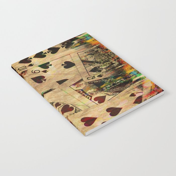 Abstract Vintage Playing cards Digital Art Notebook by Creativemotions