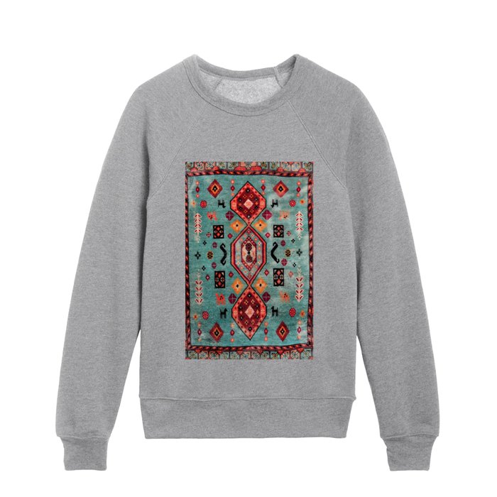 Moroccan Traditional Carpet Artwork Kids Crewneck