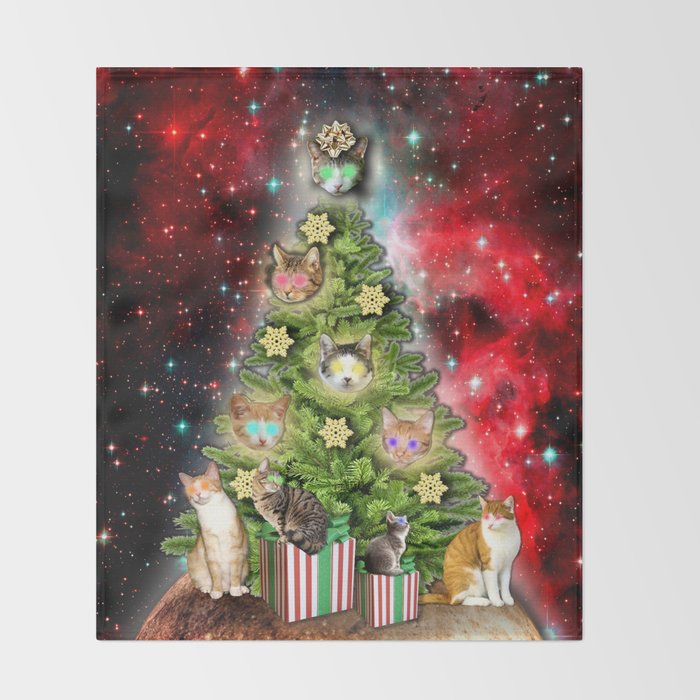 Merry Christmas Cats Throw Blanket By Gloriasanchezartist Society6