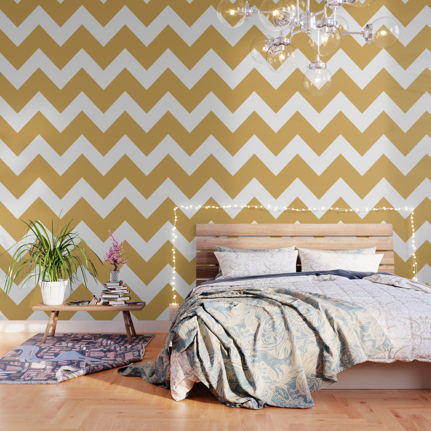 Large Gold And White Chevron Wallpaper By Annaleeblysse Society6 Here you can find the best grey chevron wallpapers uploaded by our. society6