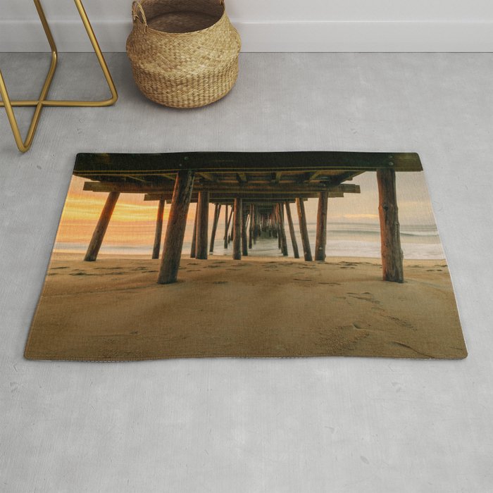 Nags Head Pier Outer Banks North Carolina Beach Ocean Print Rug