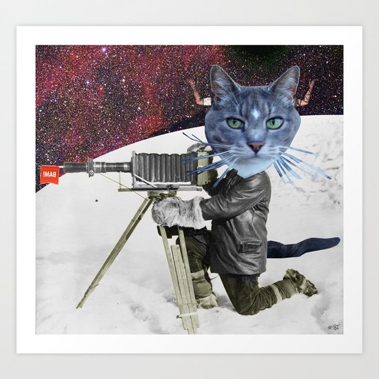 Cat Explorer Art Print