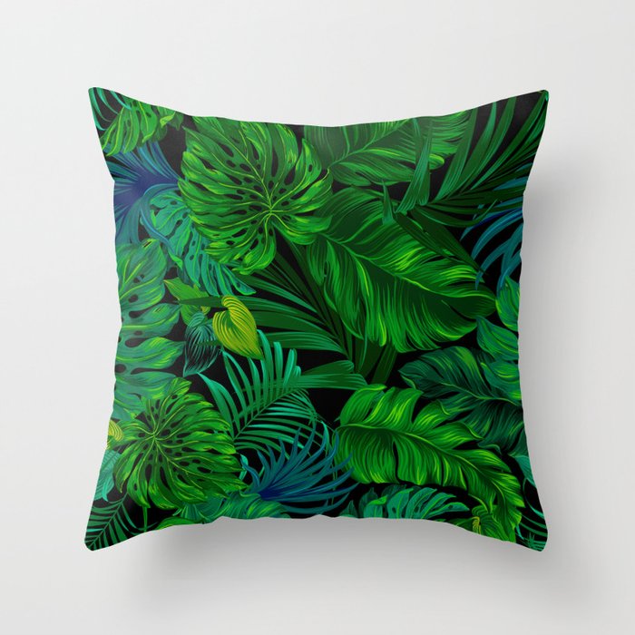 Fancy Tropical Floral Pattern Throw Pillow