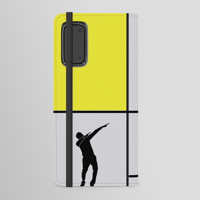 Street dancing like Piet Mondrian - Yellow, and Blue on the grey background Android Wallet Case