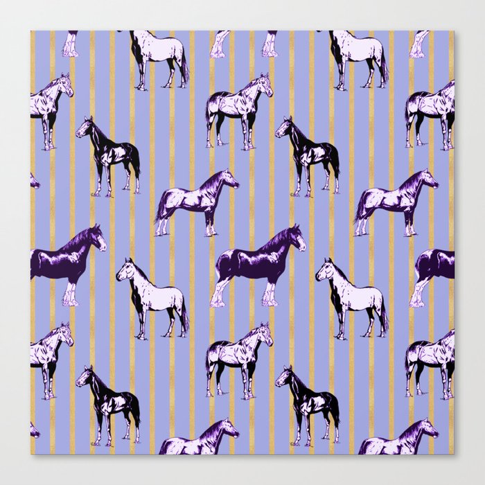 Periwinkle Horse Stripes Canvas Print
