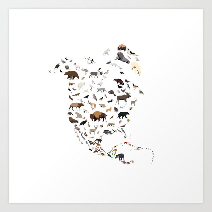 Wild North The united states map Artwork Print through zolinstudio image relating to North America Map Printable named Wild North The united states map Artwork Print as a result of zolinstudio