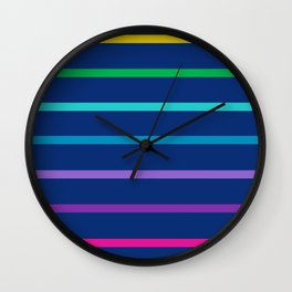 Rainbow stripe on navy Wall Clock