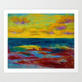 'A New England Coastal Sunset' landscape painting by Emil Nolde Art Print