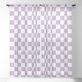 Lavender Checkerboard Pattern Sheer Curtain