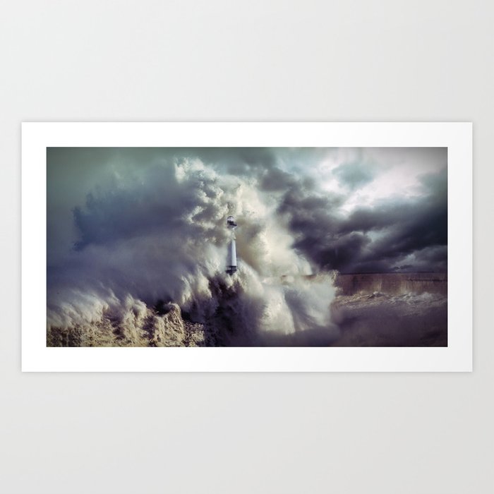 Super storm and lighthouse Art Print