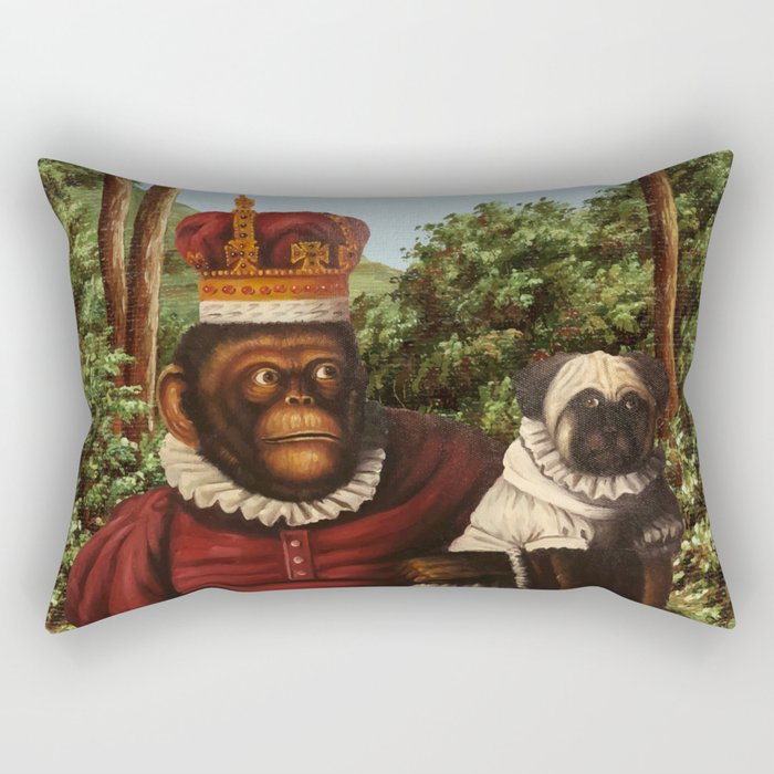 Monkey Queen with Pug Baby Rectangular Pillow