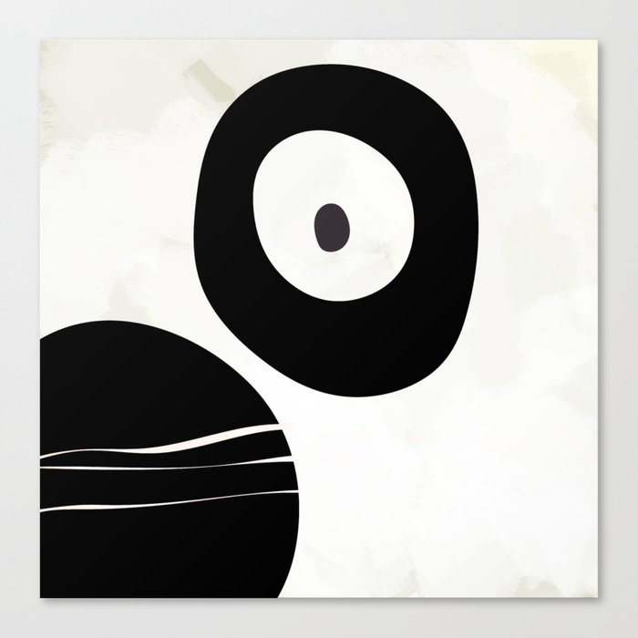 Shapes Black Brush Stroke White Abstract Minimal Art Canvas Print