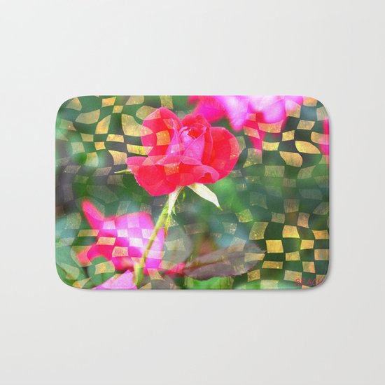 Checkered Rose Bath Mat