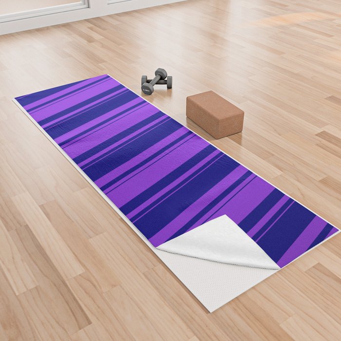 Blue & Purple Colored Pattern of Stripes Yoga Towel