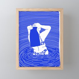 swimmer sea Framed Mini Art Print