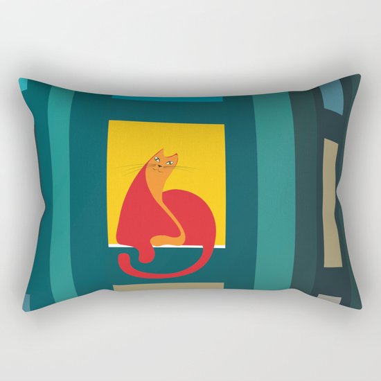 Cat in the window Rectangular Pillow