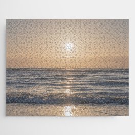 Summer sunset in Italy art print - soft dreamy blush pink beach - nature and travel photography Jigsaw Puzzle