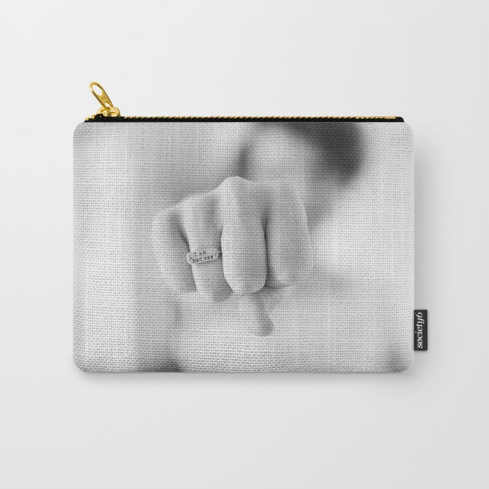 I am a badass; girl power; girls rule femalte fist pump portrait black and white photograph - photography - photographs Carry-All Pouch