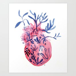 Coeur Végétal Art Print | Watercolor, Vegetal, Drawing, Curated, Heart 