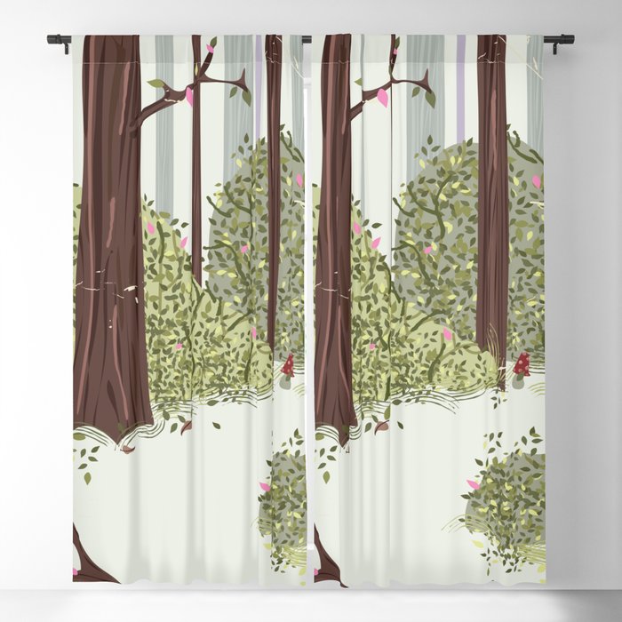 Vintage forest Blackout Curtain