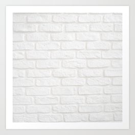 white washed brick wall  light white stone brick  Art Print