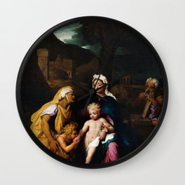 The Holy Family With Saint Elisabeth And The Infant John The Baptist,Noël Nicolas Coypel Wall Clock