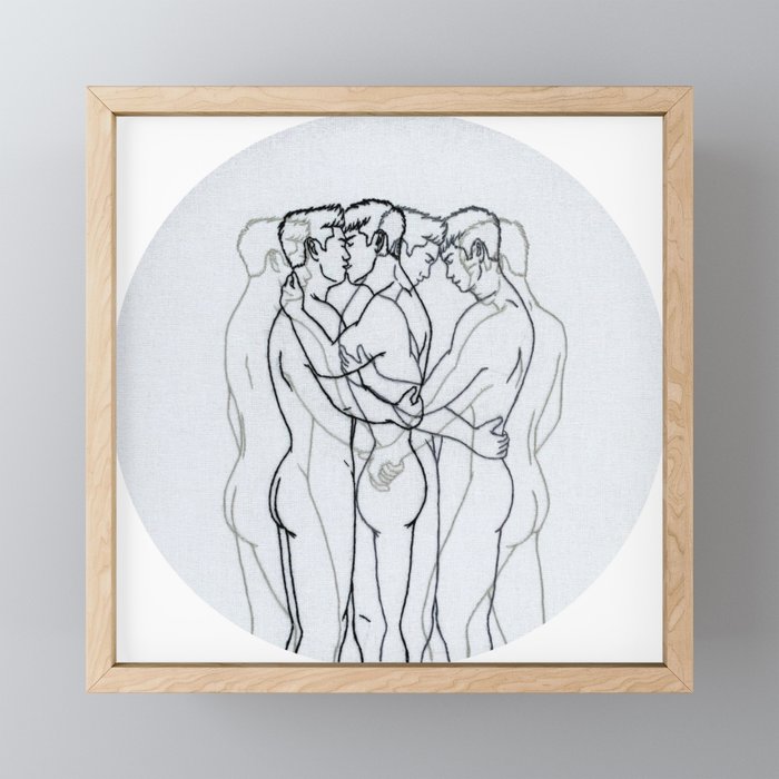 Embroidery art "Motion" printed/ Gay art Framed Mini Art Print