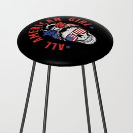 All American Girl Skull Independence Day Counter Stool