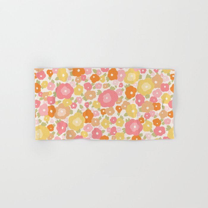 Flower Market Milano Retro Pastel Spring Flowers Hand & Bath Towel